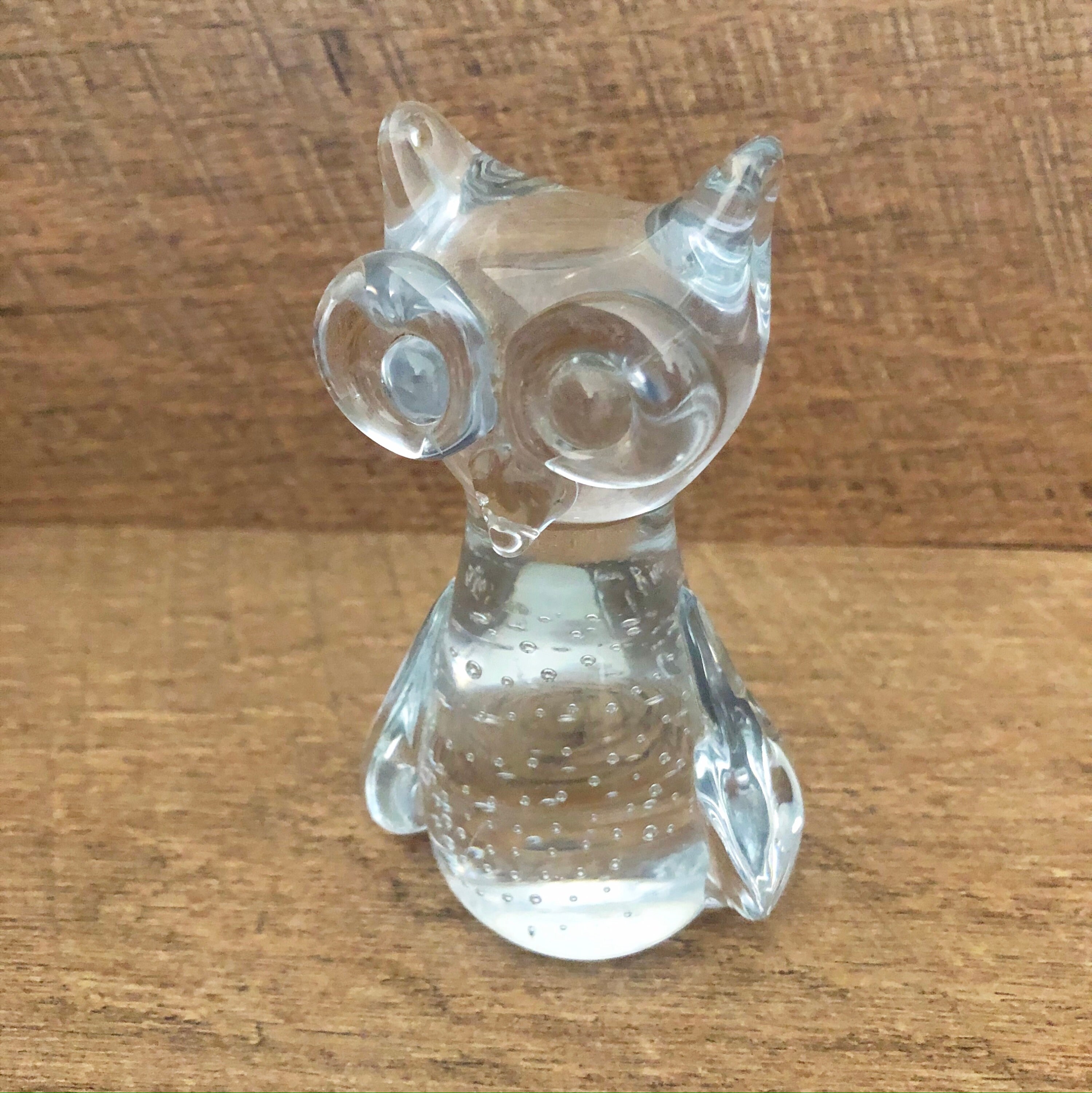 Vintage Clear Glass Wise Owl Paperweights Animal Figurine | Etsy