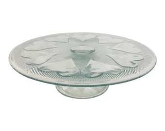 Shabby Chic Williams Sonoma 2005 Grand Cuisine HEART Clear Glass 11" Wedding Cake Stand Romantic Tea Party Pedestal Cake Plate Dessert Table