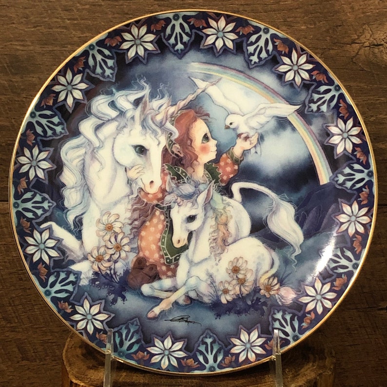 Mythical Creatures Porcelain Wall Plates Unicorn Decorative Etsy