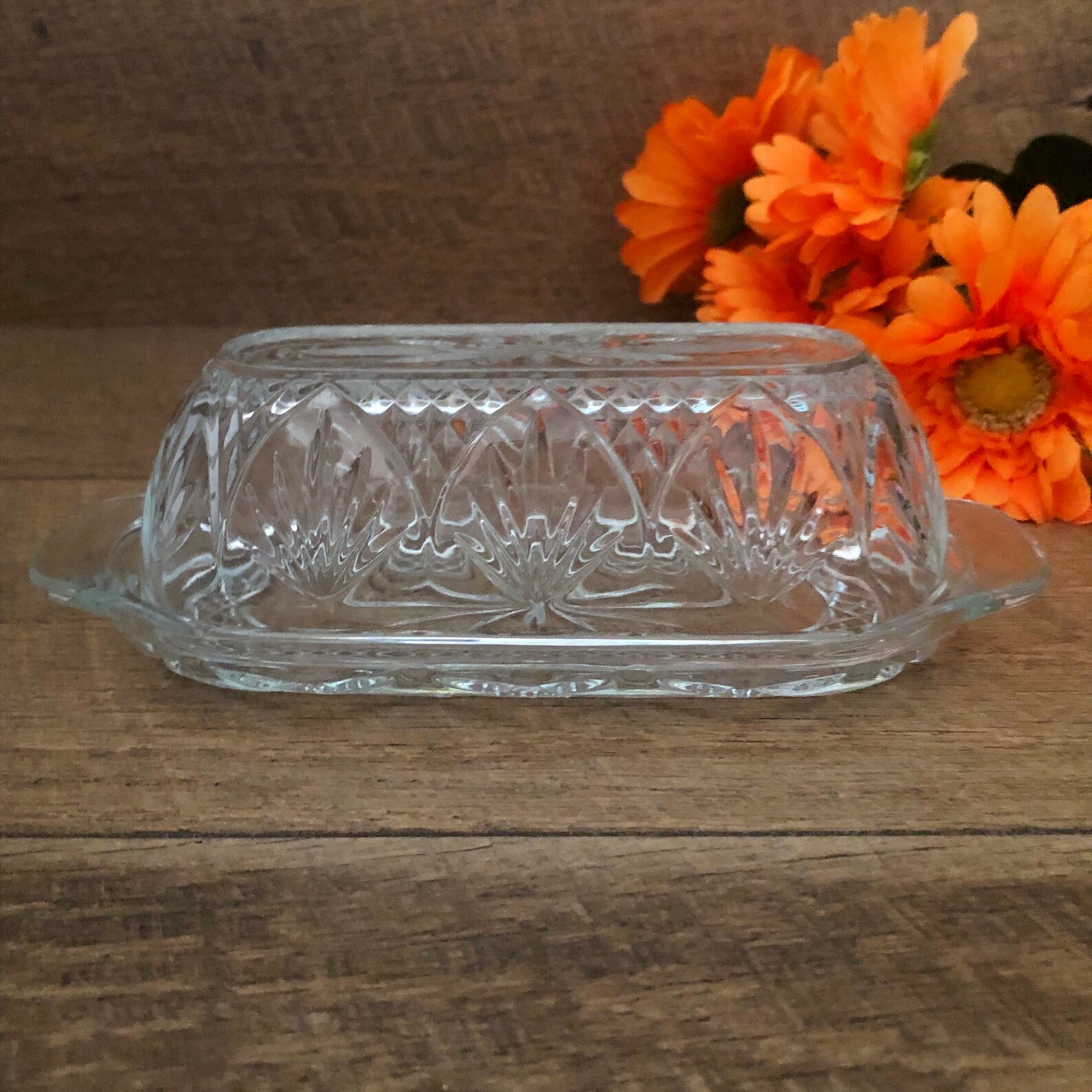 Vintage Clear Glass Butter Keeper With Lid Breakfast Butter Etsy