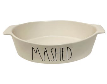 Rae Dunn MASHED Large Oval Casserole With Handles Holiday Cooking Cookware Thanksgiving Dinner Oven To Table Side Dishes Family Recipe Gifts