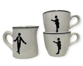 1960s Sigma The Tastesetter Creamer Pitcher & Tea Cups Set Boho White China Coffee Lovers Gift Ideas "Room Service Property" Butler Design