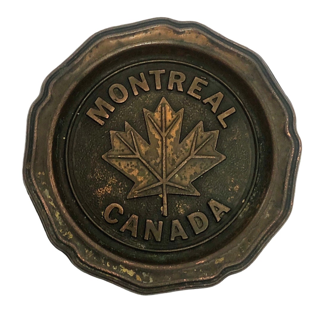 Set of 2 Heavy Bronze Montreal Canada Souvenir Coasters Century Metal