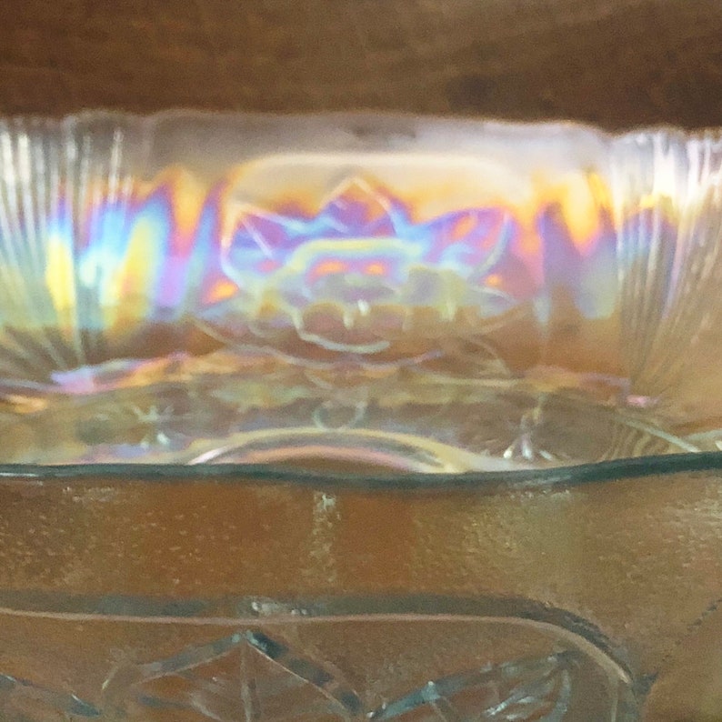 14 Carnival Glass Serving Tray Floral Design Iridescent Etsy