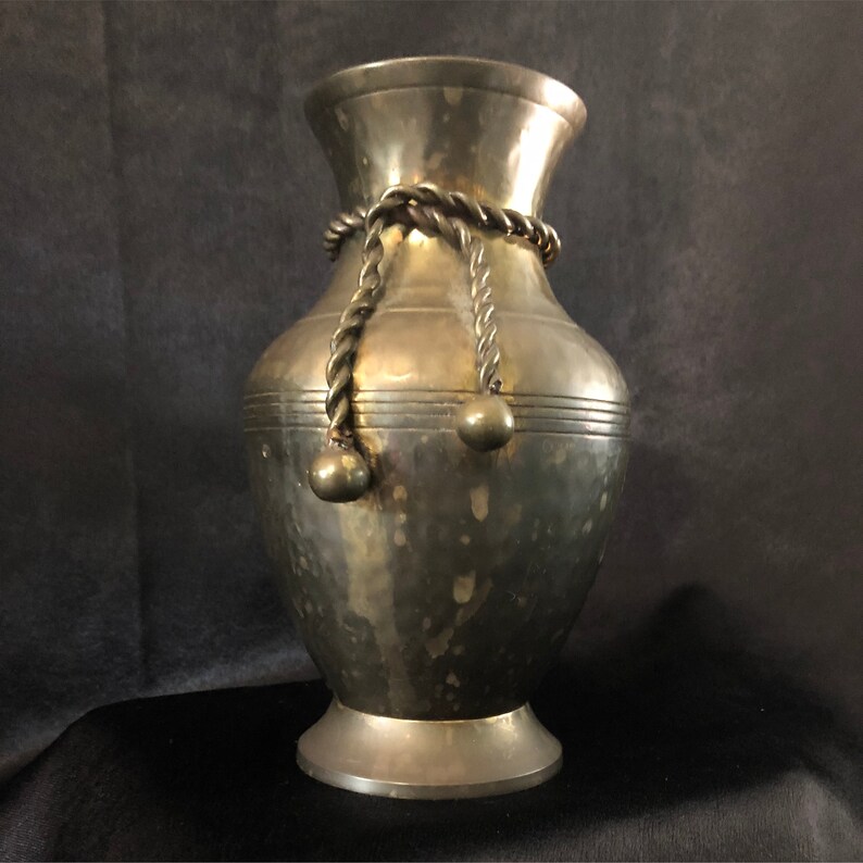 Vintage Indian Brass Vase With Rope Design Boho Decor Urn Etsy