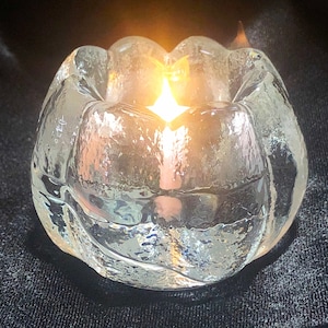 MCM Set of 4 Scandi Style Heavy Glass Flowers Votive Candle Holders Romantic DIY Table Centerpieces Floral Design Tealights Wedding Gifts