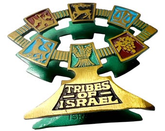 Twelve Tribes of Israel Brass Napkin Holder Metal Judaica Kitchen Display Piece Religious Decor Biblical Gifts Jewish Symbols Kitchen Decor