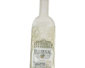 Melted Belvedere Pomarańcza Vodka Clear Glass Flattened Liquor Bottle 21st Birthday Wall Decor Man Cave Polish Orange Vodka Lovers Gift Idea