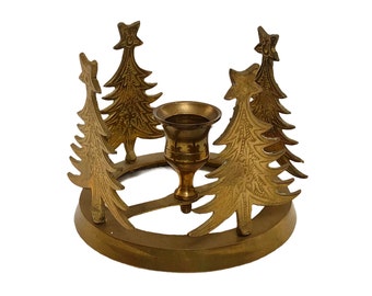 Mid Century Brass Christmas Tree Candle Holder Boho Farmhouse Candleholders Vintage Xmas Holiday Decor Christian Housewarming Gifts For Her