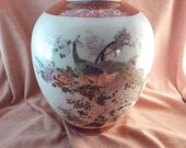Vintage 9.5 quot Satsuma peacock vase. made in japan