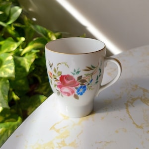 Vintage Maastricht MOSA Roses Floral Porcelain Demitasse Cup