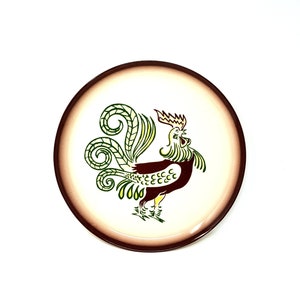 Vintage MCM 1950s Brock of California Chanticleer Rooster Pattern 10.75" Dinner Plate