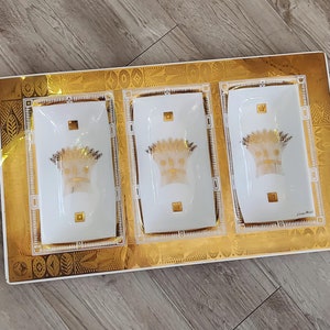 Vintage Georges Briard MCM gouden tarweglazen serveerschaal