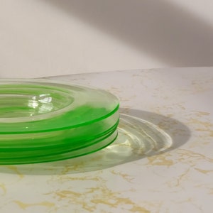 Vintage Green Uranium Glass Saucers Set of 5