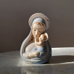 Vintage Shafford Blessed Mother and Baby Jesus Ceramic Planter Madonna and Child Figurine 4150 Product of Japan