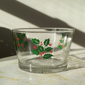 Vintage Indiana Glass Holly Christmas Ice Bucket Wine Chiller