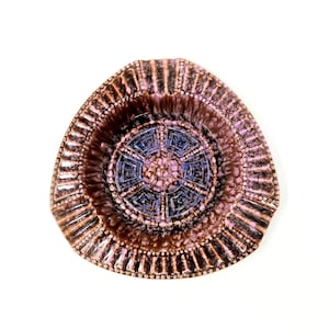 Vintage Pink Brown Purple Triangular Ceramic Drip Glaze Ashtray