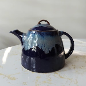 Vintage Thurin Ware Germany Blue Glazed Pottery Tea Pot
