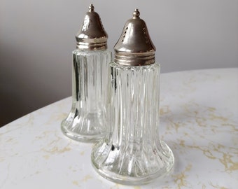 Vintage Glass and Silverplate Salt & Pepper Shaker Set