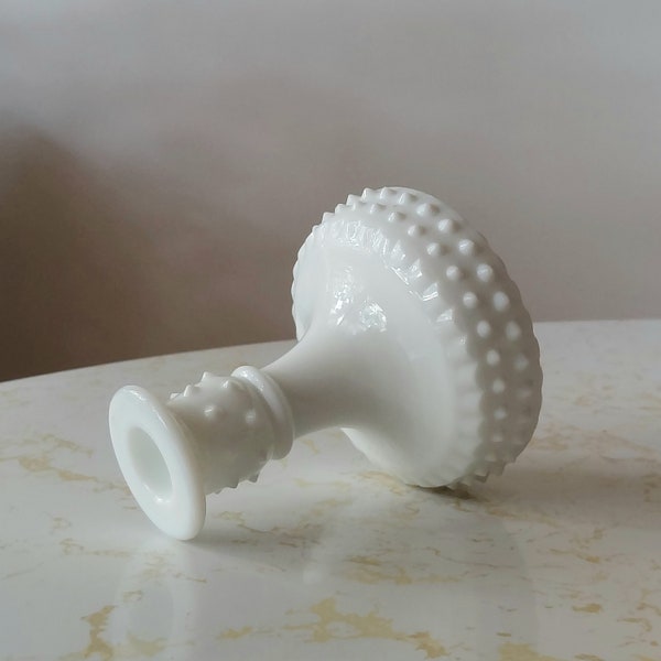 Vintage Fenton Milk Glass Hobnail Taper Candleholder