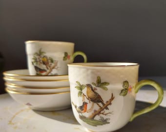 Vintage HEREND Rothchild Birds Saucer, Herend Rothchild 1718
