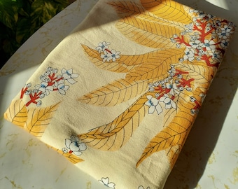 Vintage Vera Neumann Oval Linen Orange Tropical Floral Tablecloth