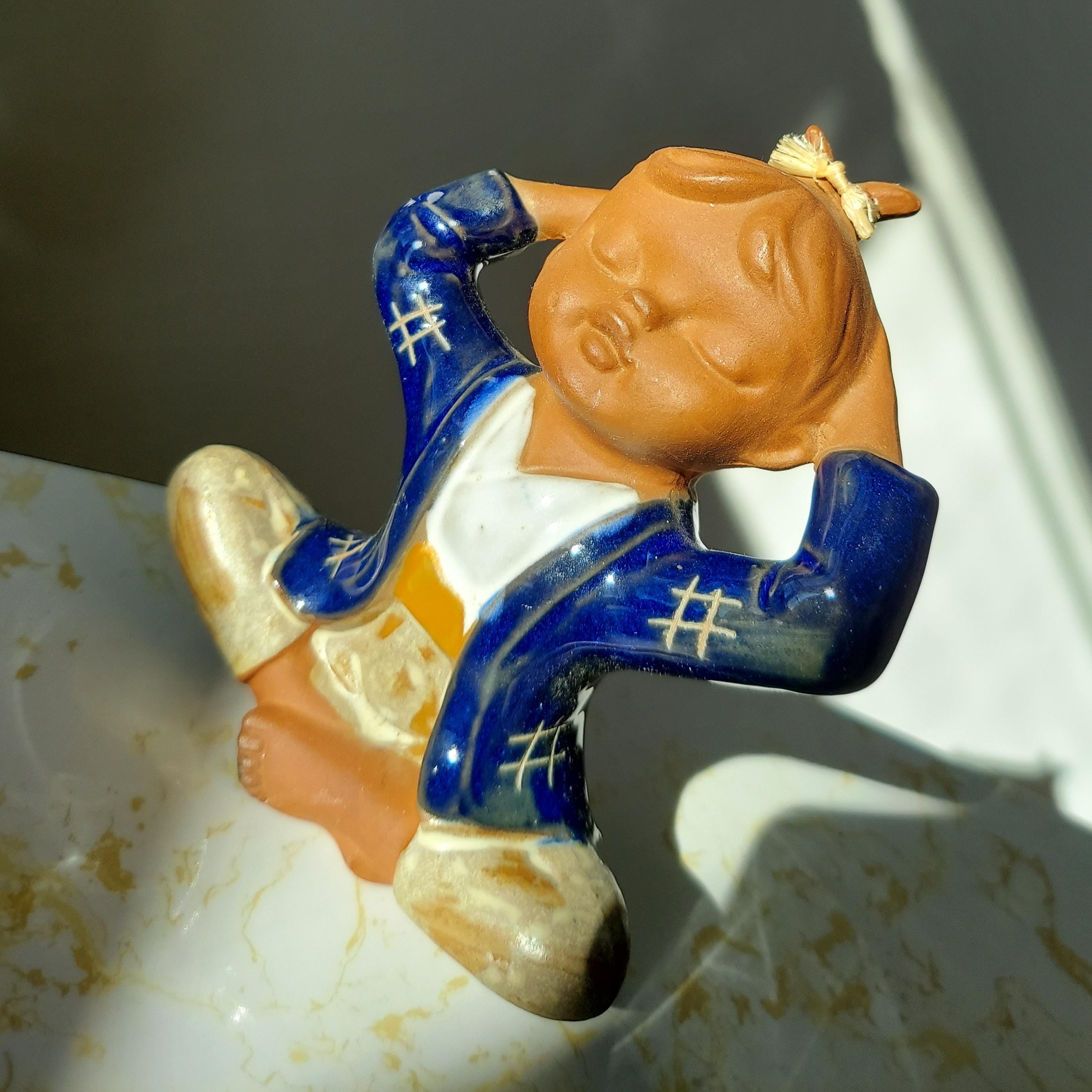 Vintage Seto Craft Japan Clay Bisque Folk Art Child Figurine - Etsy