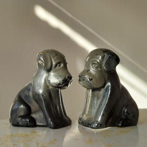 Vintage Federal Glass Mopey Dog Figurines: 1940s Candy Containers, Set of 2