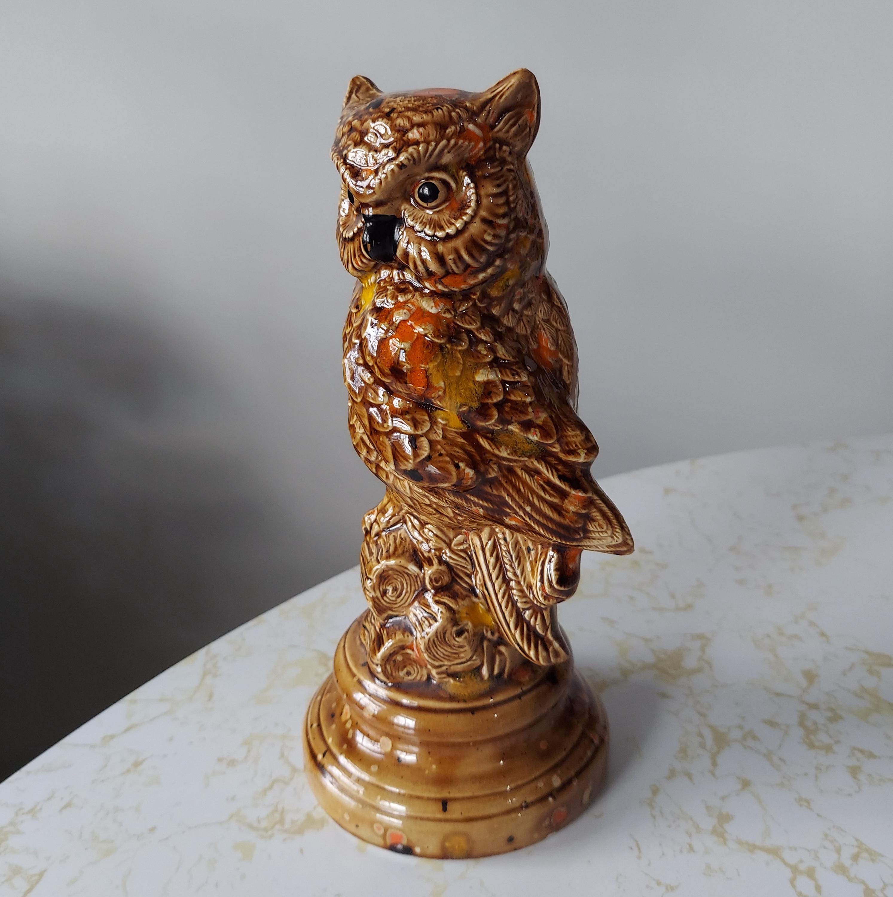 Vintage Mid Century Drip Glaze Ceramic Owl Figurine - Etsy
