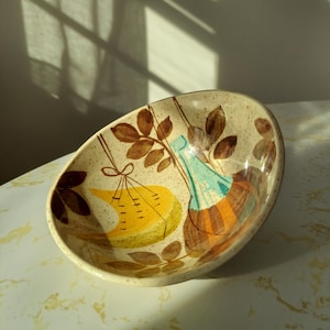 Vintage Red Wing Pottery Tampico 5.25&quot; Fruit Dessert Bowl Mid Century Modern Dinnerware Hand Painted Oven Proof 129