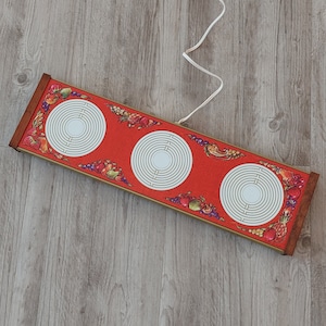 Vintage Electric Food Warming Tray Warm-O-Tray Triple Hotplate Salvatore Puglisi Red Fruits Design Wood Handles  Party Hostess Model #60