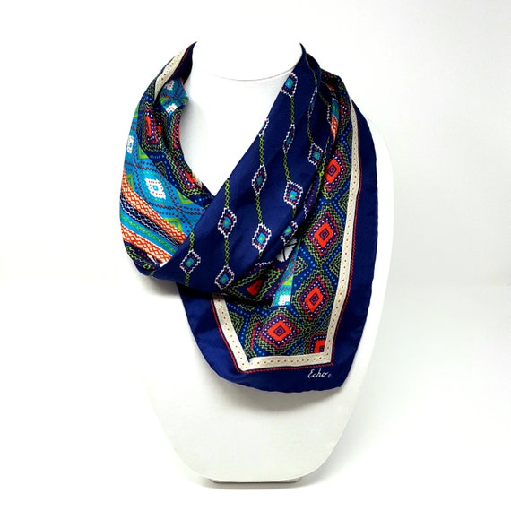 Vintage Echo Silk Scarf Square Hippie Boho Style … - image 3