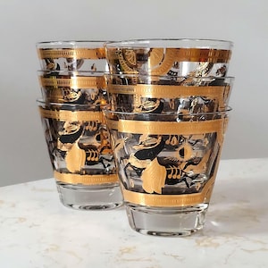 Vintage Fred Press T&#39;ang Horse Cocktail Glasses - Mid Century Modern Barware