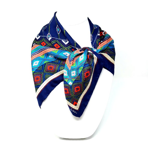 Vintage Echo Silk Scarf Square Hippie Boho Style … - image 2