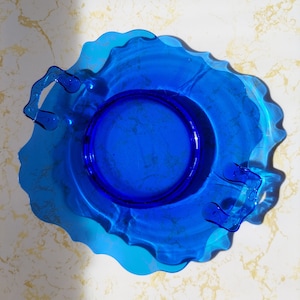 Vintage L.E. Smith Mt. Pleasant Cobalt Blue Glass Cake Plate
