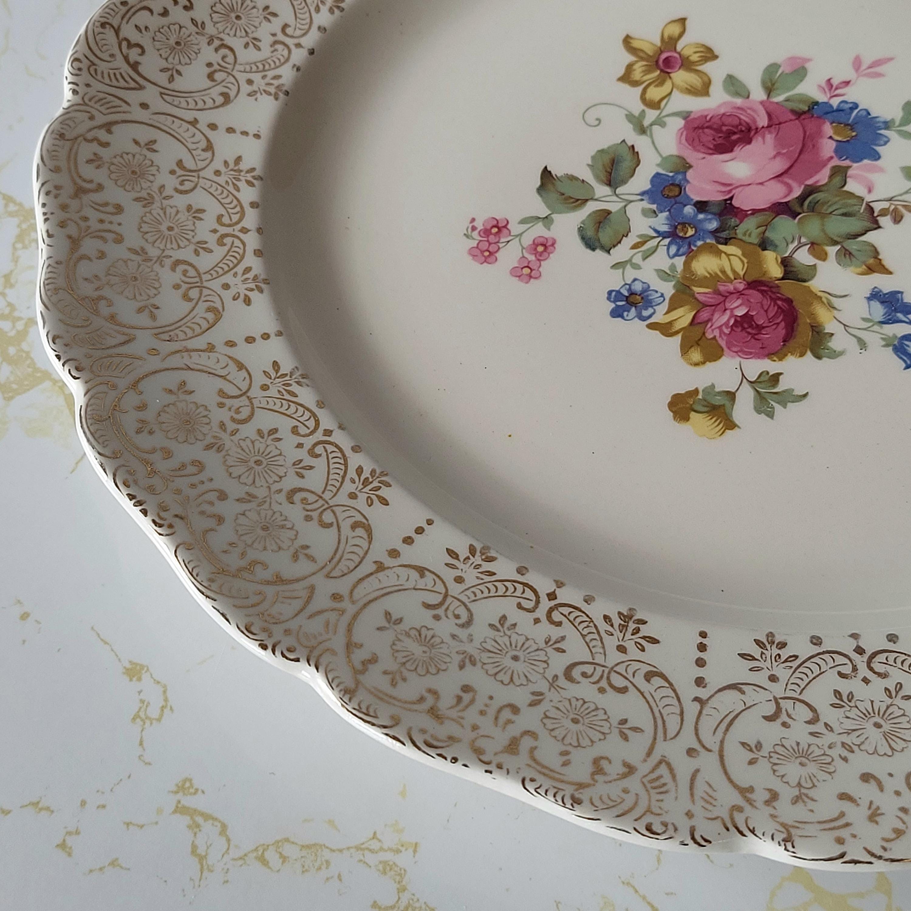 Keystone Floral Vintage Keystone Floral Dinner Plate: 1940s Golden Fragrance ...