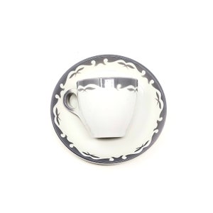 Vintage 1960s Jackson China Restaurant Dishware Grey Clifton Wave Crest Demitasse Espresso Cup and Saucer