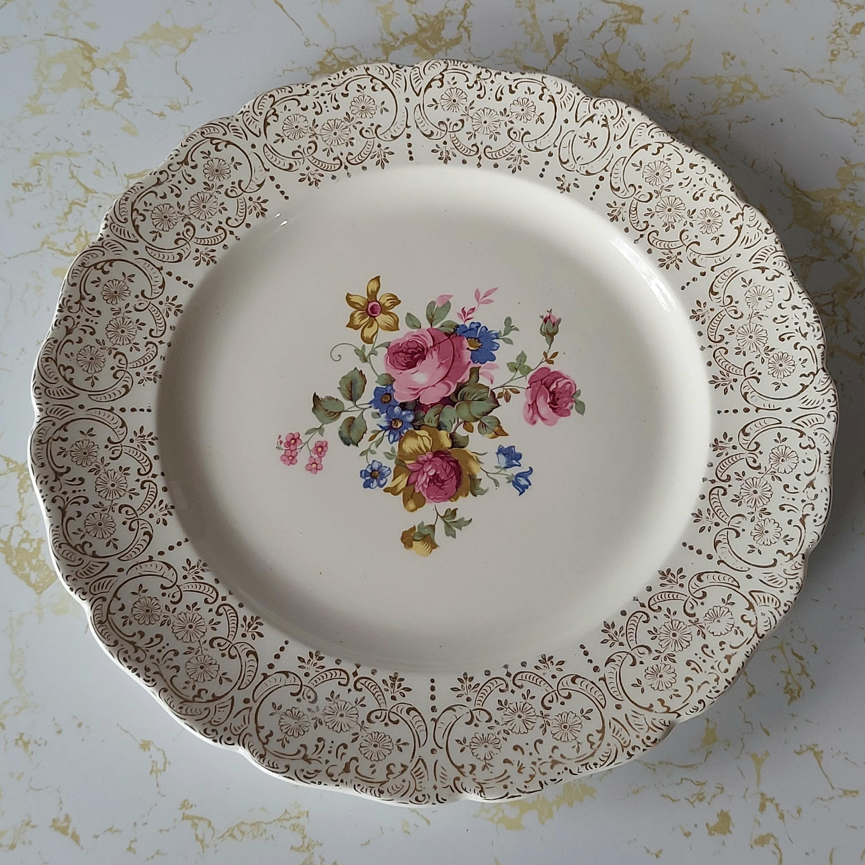 Keystone Floral Vintage Keystone Floral Dinner Plate: 1940s Golden Fragrance ...