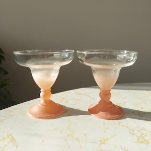 Vintage Blendo Pink Margarita Shrimp Cocktail Glasses Mid Century Modern Barware Set of 2