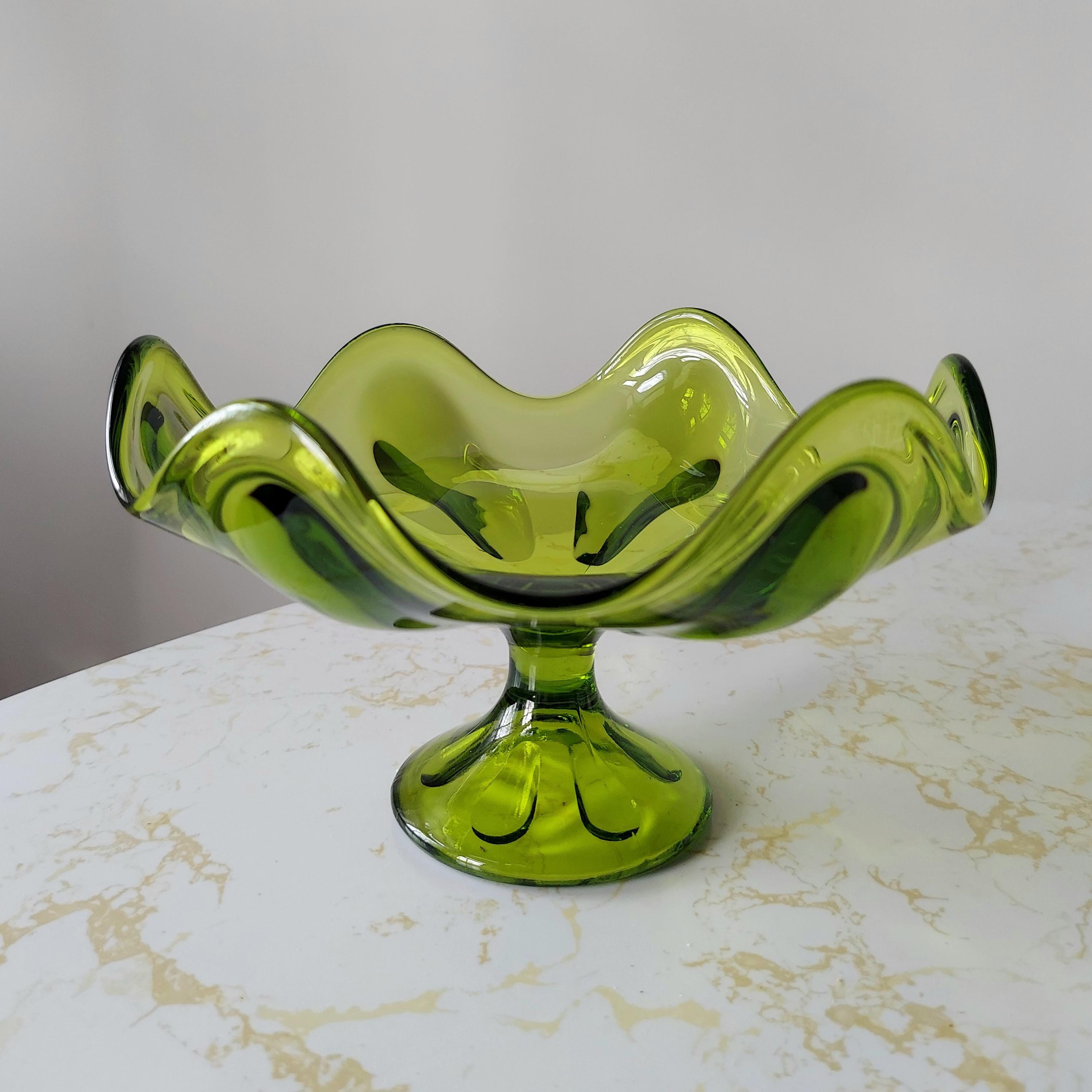 Vintage Viking Glass Epic Six Petal Avocado Green 7