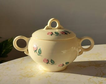 Vintage Universal Potteries Pink Rose Ballerina Sugar Bowl