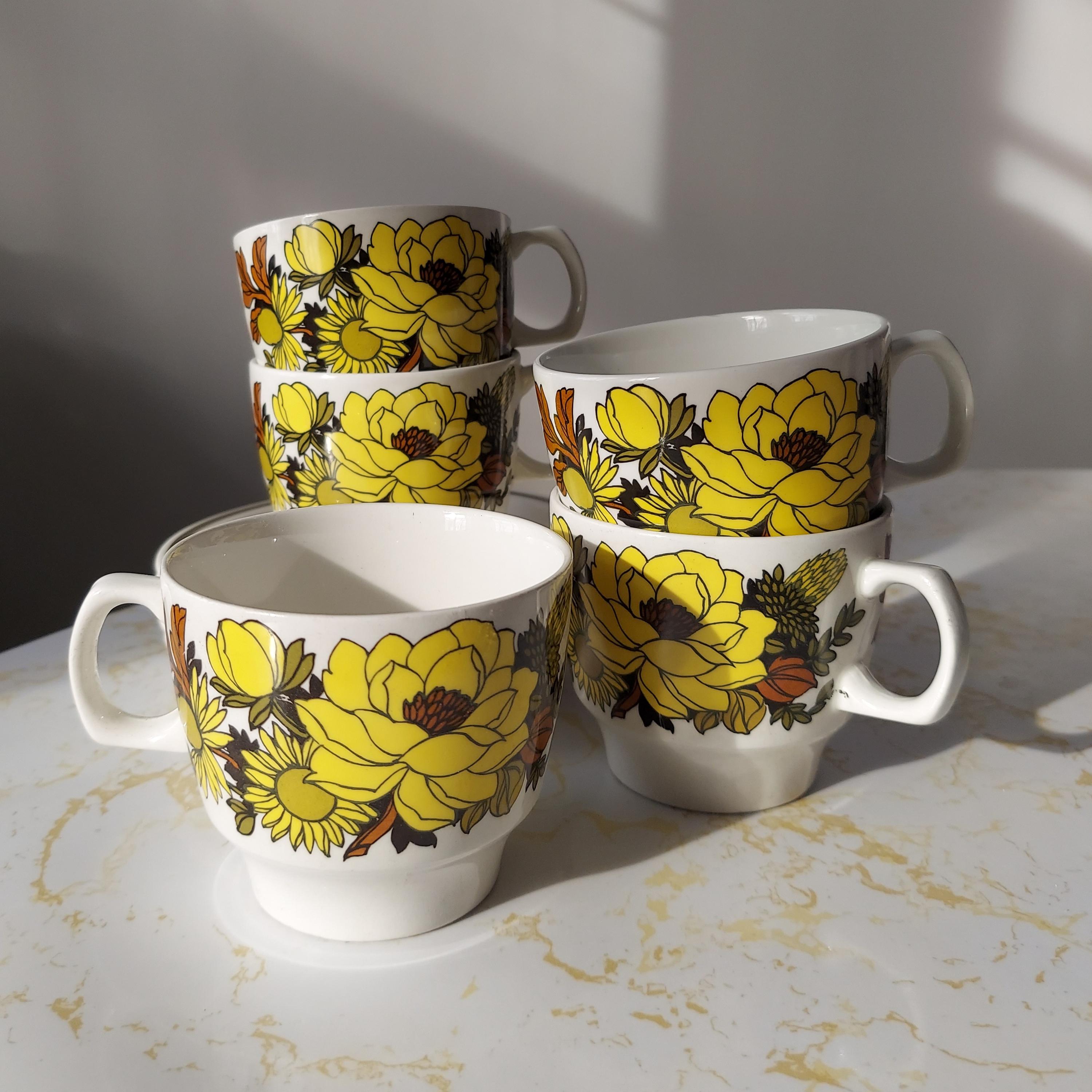 Vintage Grindley Mayflower Ironstone Cups and Saucers: Retro