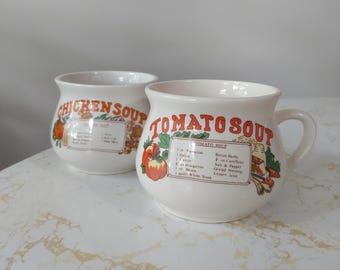 ヴィンテージ スープ＆クラッカー マグカップ：レトロキッチンボウル