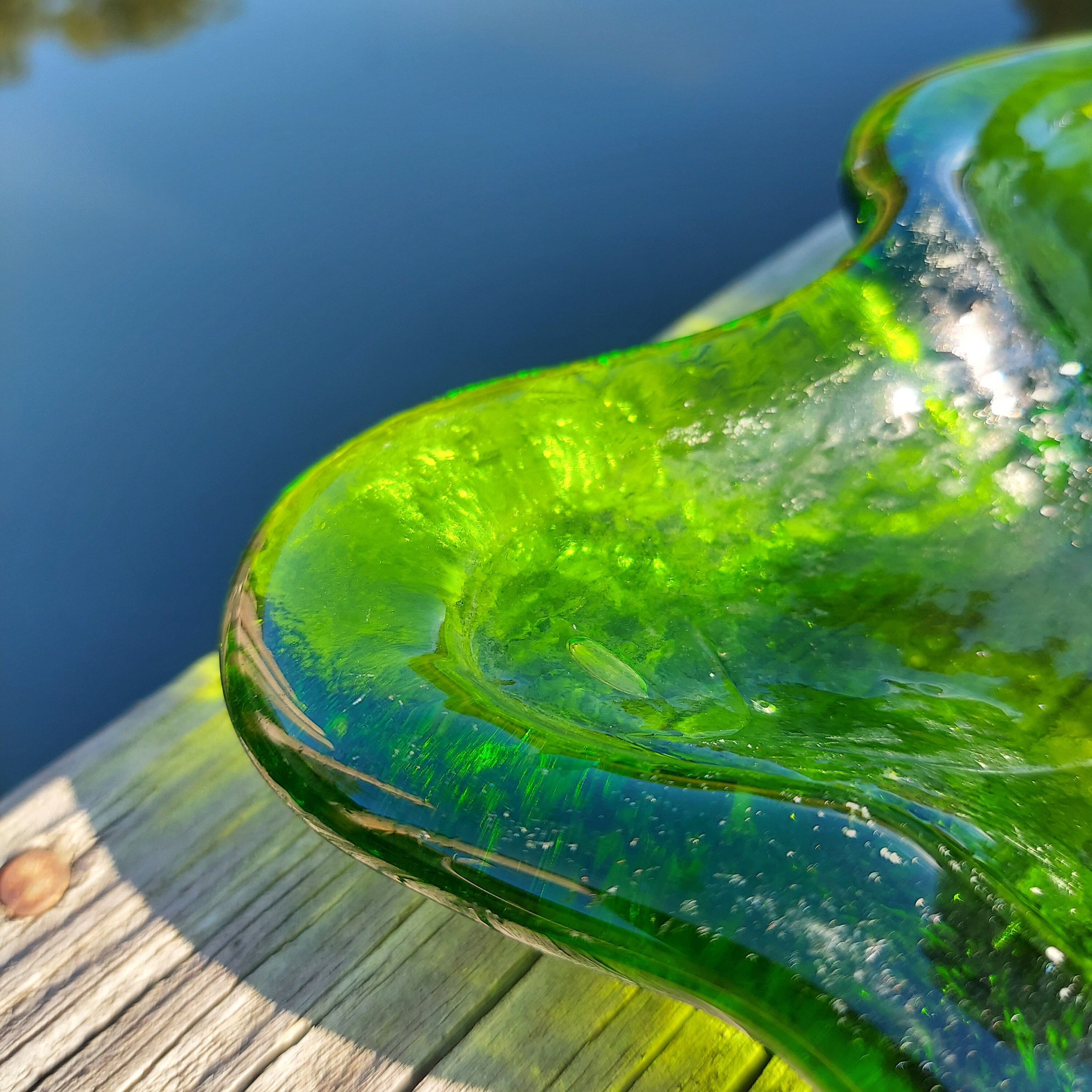 Vintage Blenko Green Glass Freeform Amoeba Bowl, 1960s