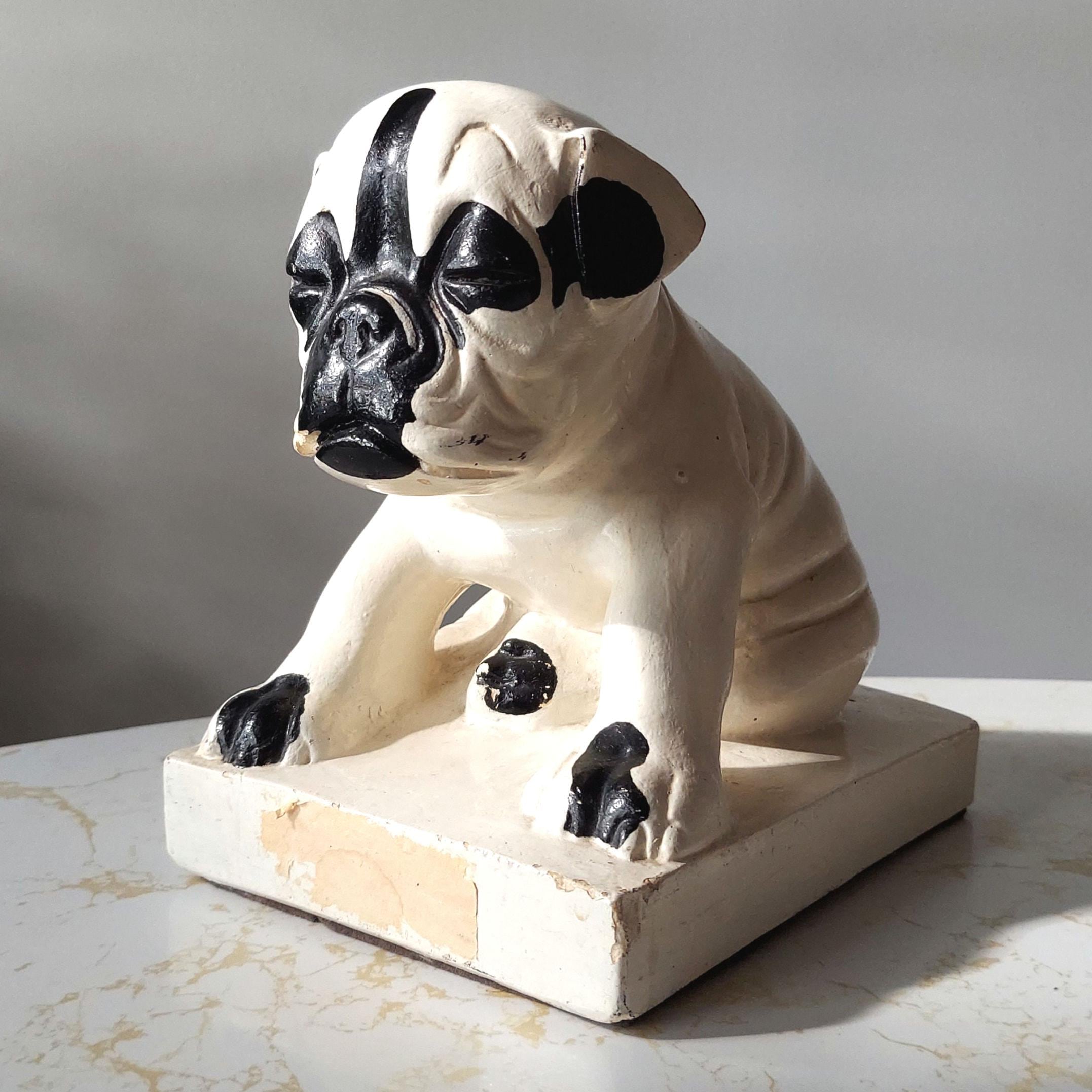 Antique Watta Pop Chalkware Bulldog Candy Counter Display, 1930s