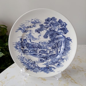 Vintage Countryside Blue and White Enoch Wedgwood Tunstall Transferware Plate