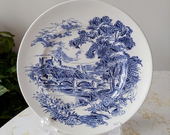 Vintage platteland blauw en wit Enoch Wedgwood Tunstall transferware bord