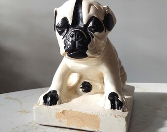 Antique Watta Pop Chalkware Bulldog Candy Counter Display, 1930s
