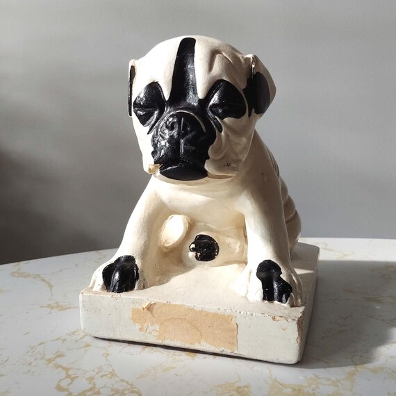 Antique Watta Pop Chalkware Bulldog Candy Counter Display, 1930s