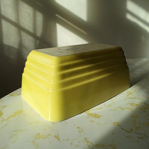 Vintage Hall China Westinghouse Canary Yellow Rectangular Bread Loaf Baking Pan, Art Deco Planter